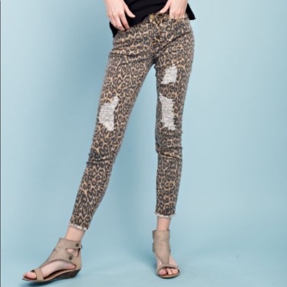 easel Jeans Nwt Leopard Print Jeans Poshmark